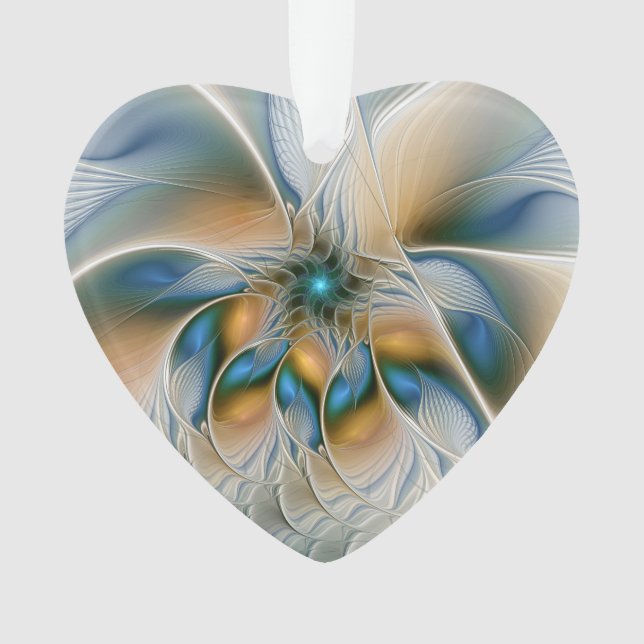 Soaring, Abstract Fantasy Fractal Art With Blue Ornament (Front)