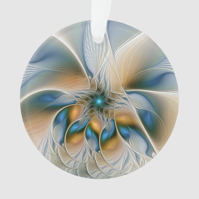Soaring, Abstract Fantasy Fractal Art With Blue Ornament (Front)