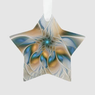 Soaring, Abstract Fantasy Fractal Art With Blue Ornament