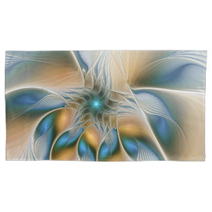 Soaring, Abstract Fantasy Fractal Art With Blue Pillowcase