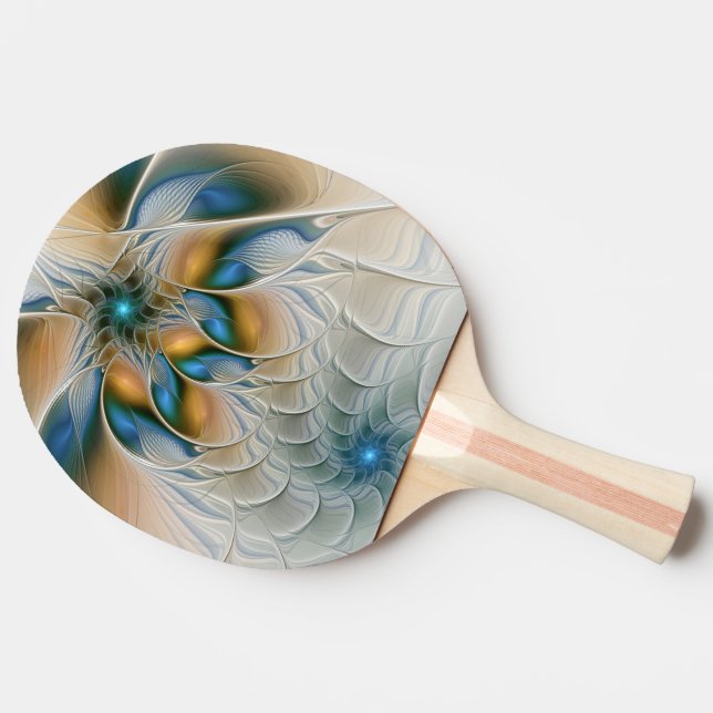 Soaring, Abstract Fantasy Fractal Art With Blue Ping Pong Paddle (Side)