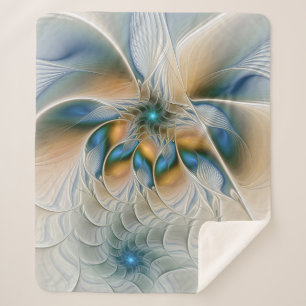 Soaring, Abstract Fantasy Fractal Art With Blue Sherpa Blanket