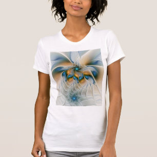 Soaring, Abstract Fantasy Fractal Art With Blue T-Shirt