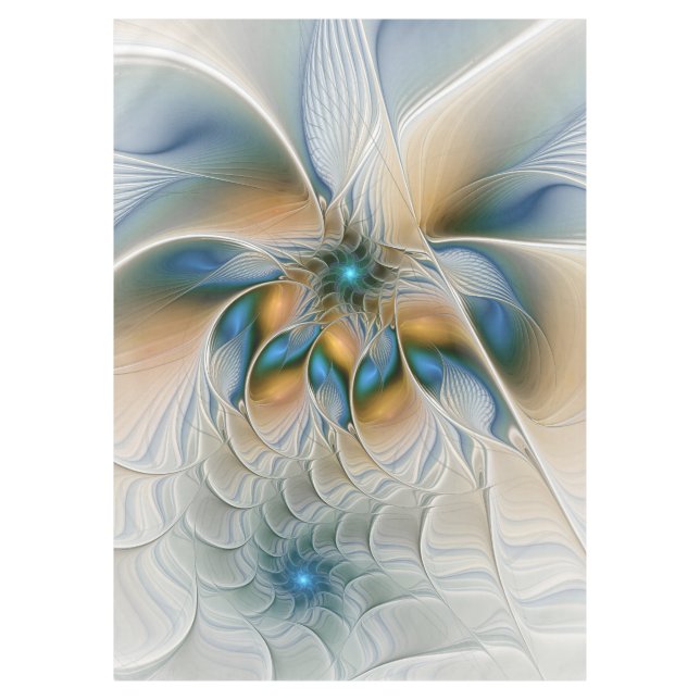 Soaring, Abstract Fantasy Fractal Art With Blue Tablecloth (Front)
