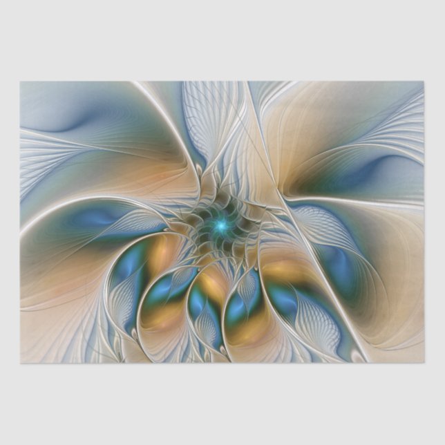 Soaring, Abstract Fantasy Fractal Art With Blue Tissue Paper (Front)