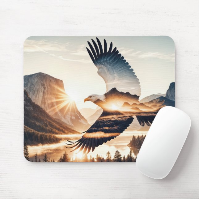 Soaring Bald Eagle at Sunrise Mouse Pad (With Mouse)