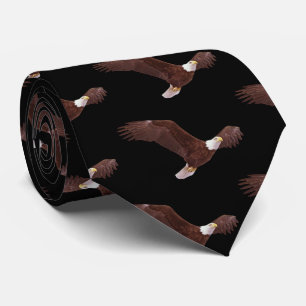 Soaring Bald Eagle Black Background Tie