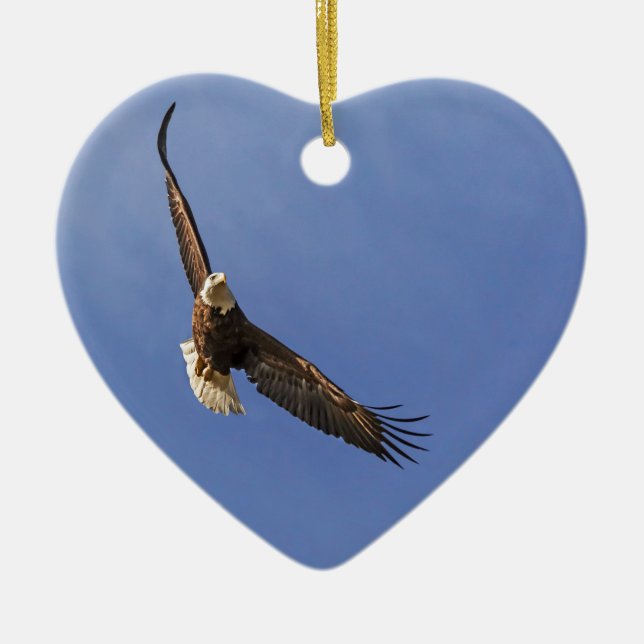 Soaring Bald Eagle Ceramic Ornament (Front)