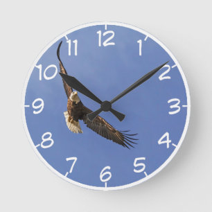 Soaring Bald Eagle Round Clock