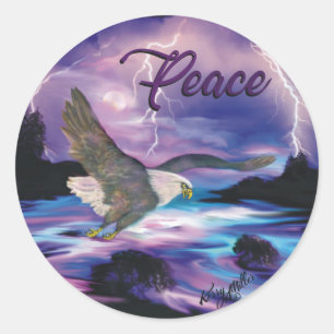 Soaring Bald Eagle Spreading Peace Classic Round Sticker
