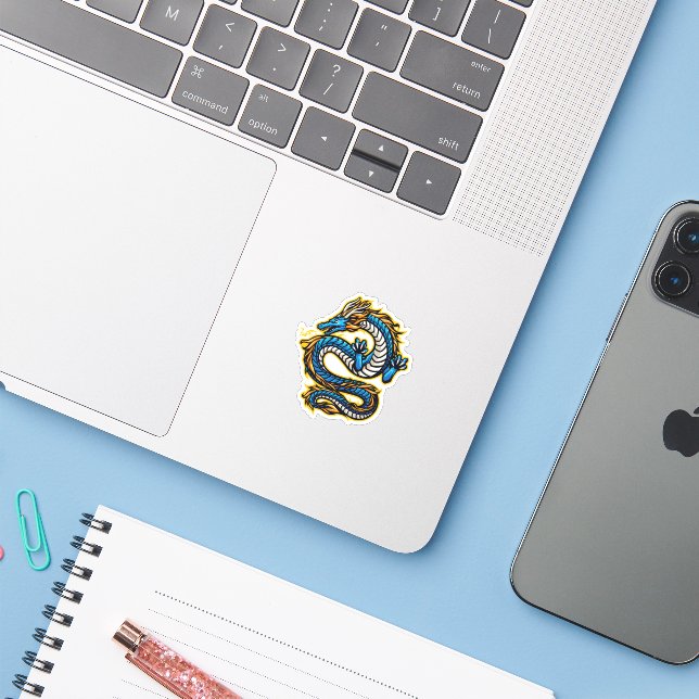 Soaring Blue Dragon (Laptop w/ iPhone)