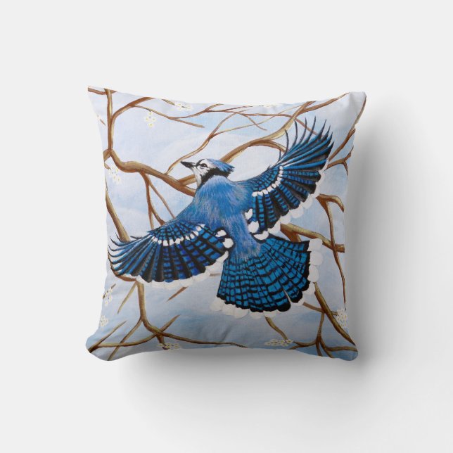 Soaring Blue Jay Cushion (Front)