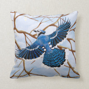 Soaring Blue Jay Cushion