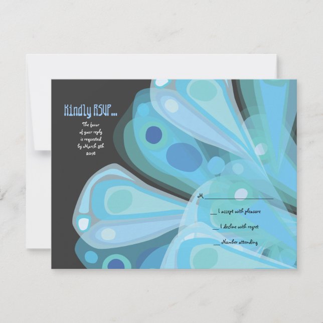 SOARING BUTTERFLY Bat Mitzvah RSVP Reply Card (Front)