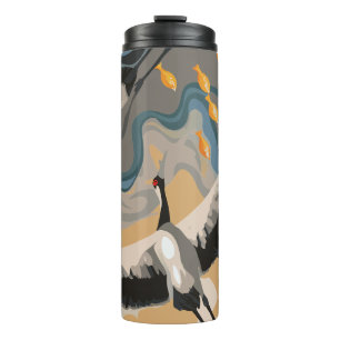 Soaring Cranes Over River Thermal Tumbler