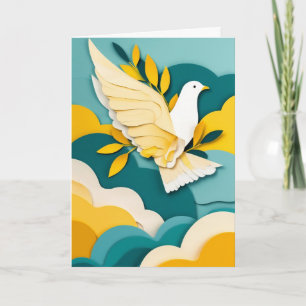 Soaring Dove Amongst Vibrant Clouds Card
