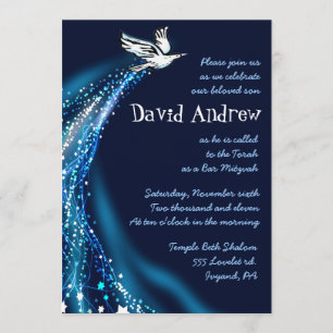 Soaring Dove Bat Bar Mitzvah Invitation blue
