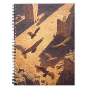 Soaring Eagles Desert Ruins Sunlit Flight Art Notebook