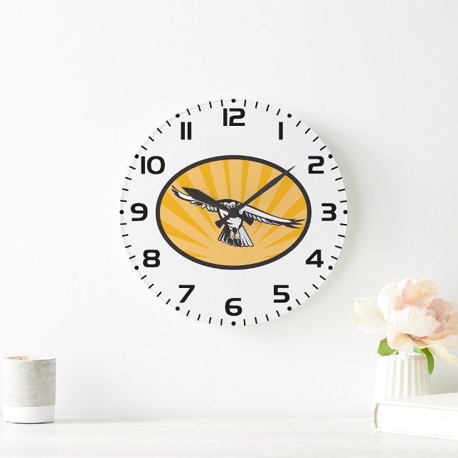 Soaring Falcon Bold Bird of Prey Large Clock (Creator Uploaded)