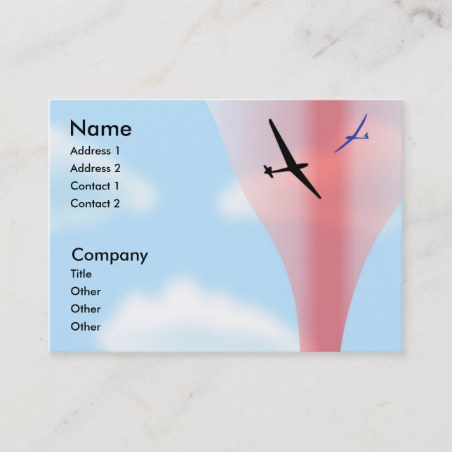 Soaring Gliding Sailplane Glider chubby Business Card (Front)