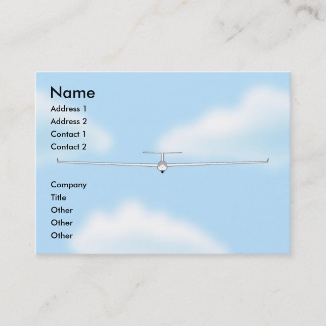 Soaring Gliding Sailplane Glider chubby Business Card (Front)
