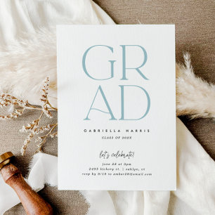 Soaring Grad Light Blue + White Graduation Invitation