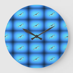 soaring gulls on blue clock