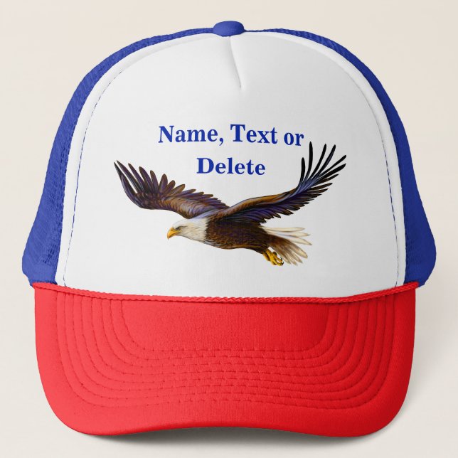 Soaring Personalised Eagle Hat, Cap. Your TEXT Trucker Hat (Front)