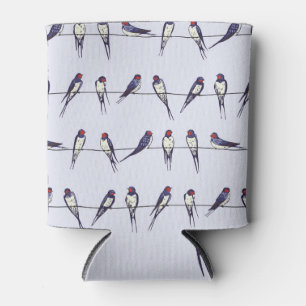 Soaring Swallows: Bird Pattern Bliss Can Cooler