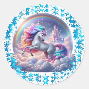 Soaring Unicorn Castle Sticker – Rainbow Fantasy