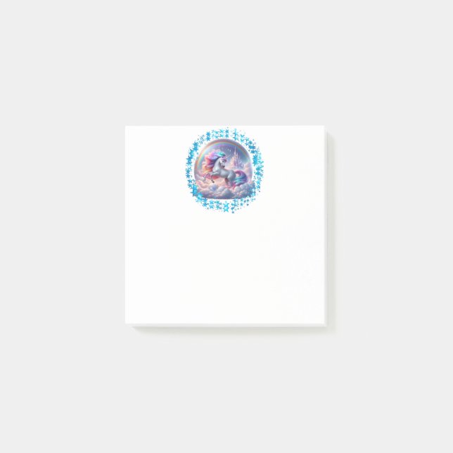 Soaring Unicorn Post-It Notes – Rainbow Star Magic (Front)
