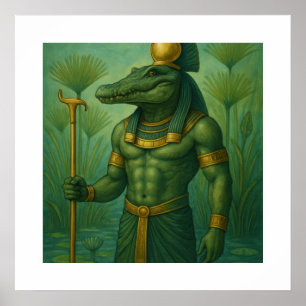 Sobek Crocodile God Poster   Ancient Myth Art