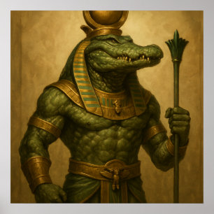 Sobek Poster – Egyptian Crocodile God Art