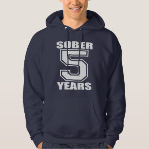 Sober 5 Years White on Dark Hoodie