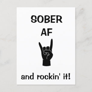 Sober AF Postcard, Addiction Recovery Card