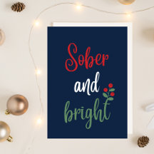 Sober Christmas Card, Personalised Holiday Card