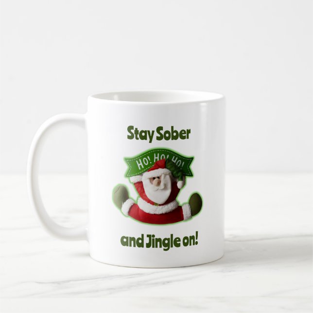 Sober Christmas Coffee Mug, Addiction Recovery Coffee Mug (Left)