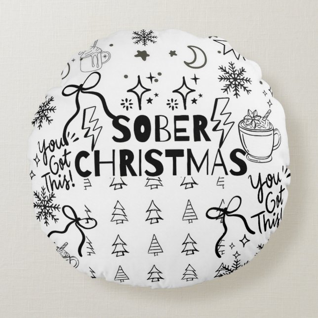 Sober christmas round cushion (Front)