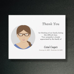 Sober Circle Photo Funeral Thank You Note Card