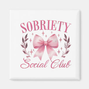 Sober & Clean Living In Recovery Bow Coquette Magnet