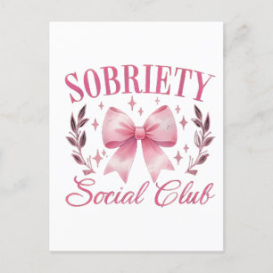 Sober & Clean Living In Recovery Bow Coquette Postcard