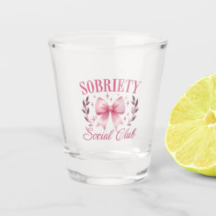 Sober & Clean Living In Recovery Bow Coquette Shot Glass