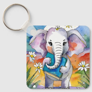 Sober Elephant w/ Big Book AA Prayer CUSTOM Key Ring