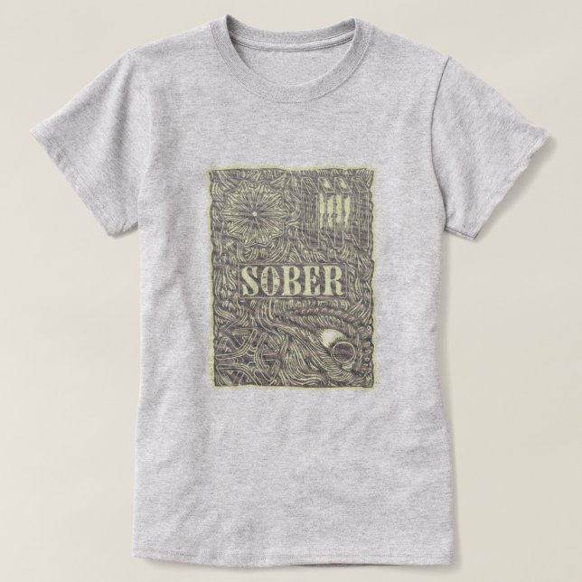 Sober Etched detailed poster graphic T-Shirt (Design Front)