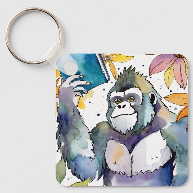 Sober Gorilla w/ Big Book AA Prayer CUSTOM Key Ring (Front)