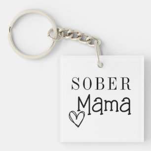 Sober Mom Keychain, Addiction Recovery  Sleutelhan Key Ring