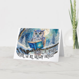 Sober Owl Reading Big Book Recovery Anniversary Card