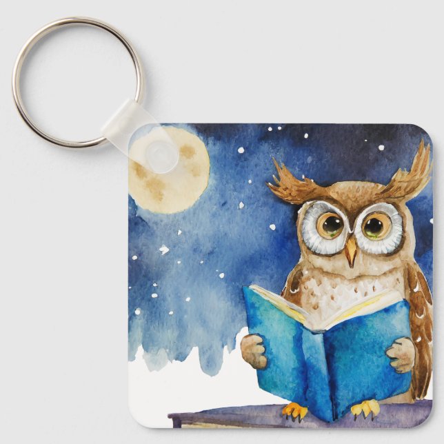 Sober Owl w/ Big Book AA Prayer CUSTOM Key Ring (Front)