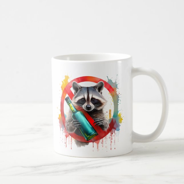 Sober, Racoon, Alcohol-Free, non-alcoholic Coffee Mug (Right)