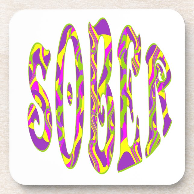 SOBER  Retro 60’s Art Psychedelic Coaster (Front)